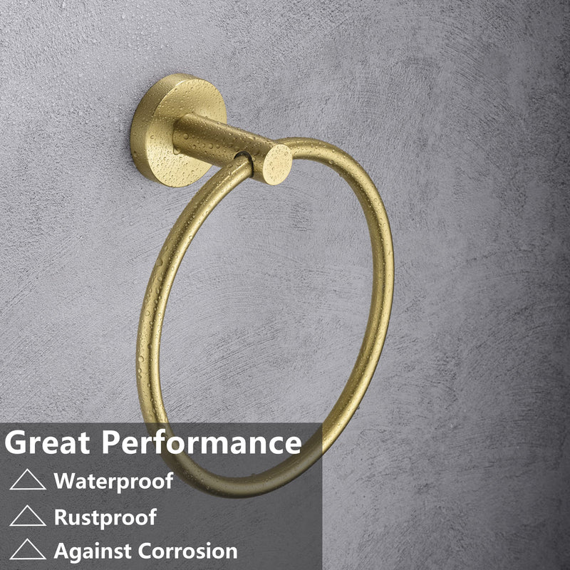 Gold Toilet Paper Holder, Towel Ring Set 2 Pieces Hand Towel Holder for Bathroom Hardware Accessories Set SUS304 Stainless Steel Sturdy Wall Mount Bathroom Holder… Brushed Gold