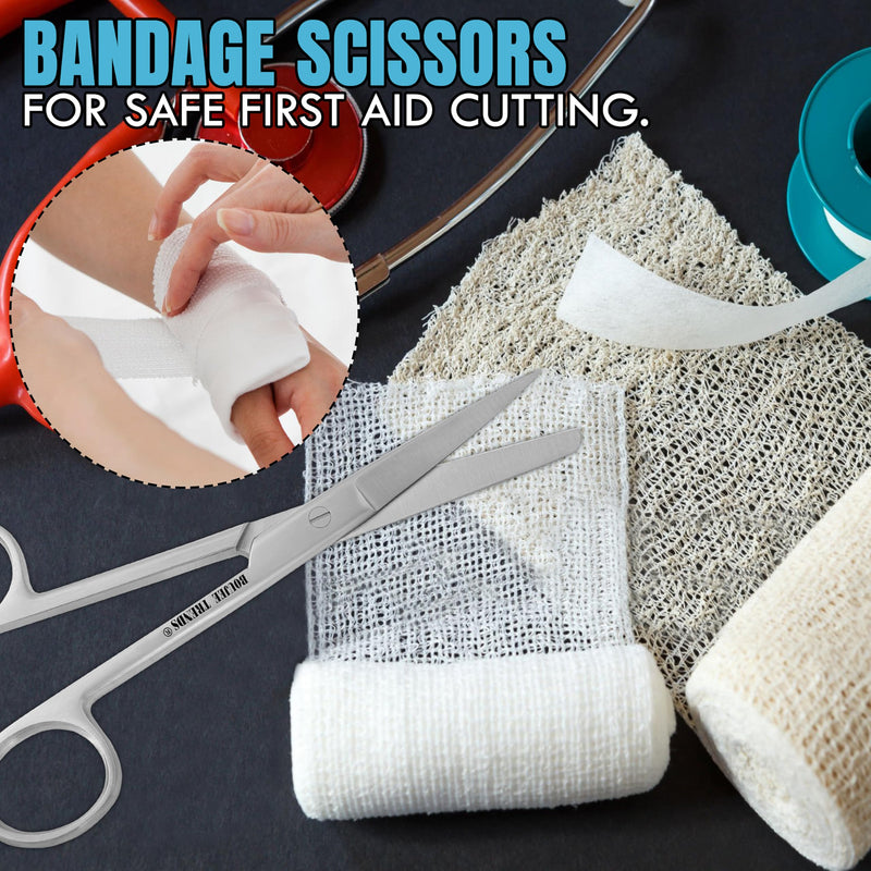Premium Quality Stainless Steel Surgical Dressing Scissors Medical Dissecting Sharp Scissors Straight Multi Purpose General Art Craft Paper Fishing Shears (Blunt/Sharp) Blunt/Sharp