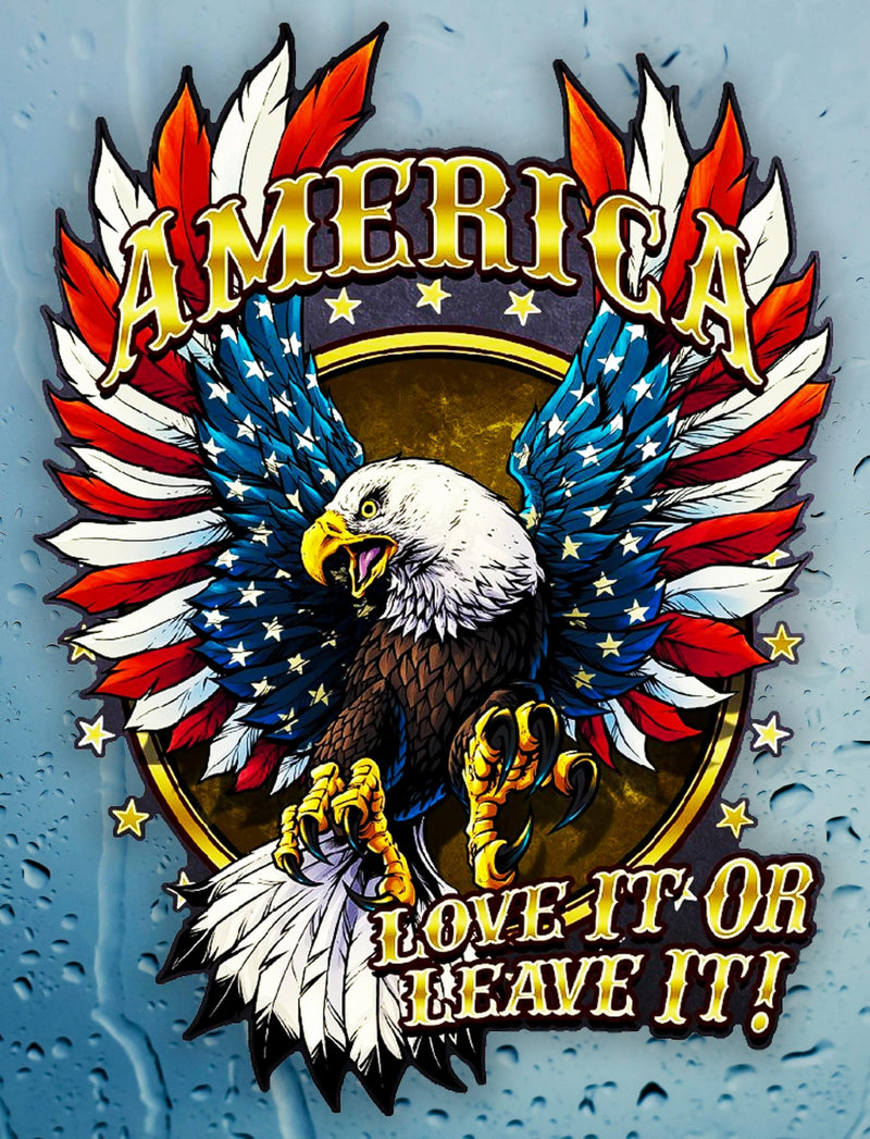 American Bald Eagle Flag Decal Sticker - 12 Inch - Vinyl Car Truck Bumper Patriotic Waterproof Decal Eagle for Car Truck Trailer SUV Van Outdoor Window Wall Laptop Tablet Cup Glass Any Smooth Surface