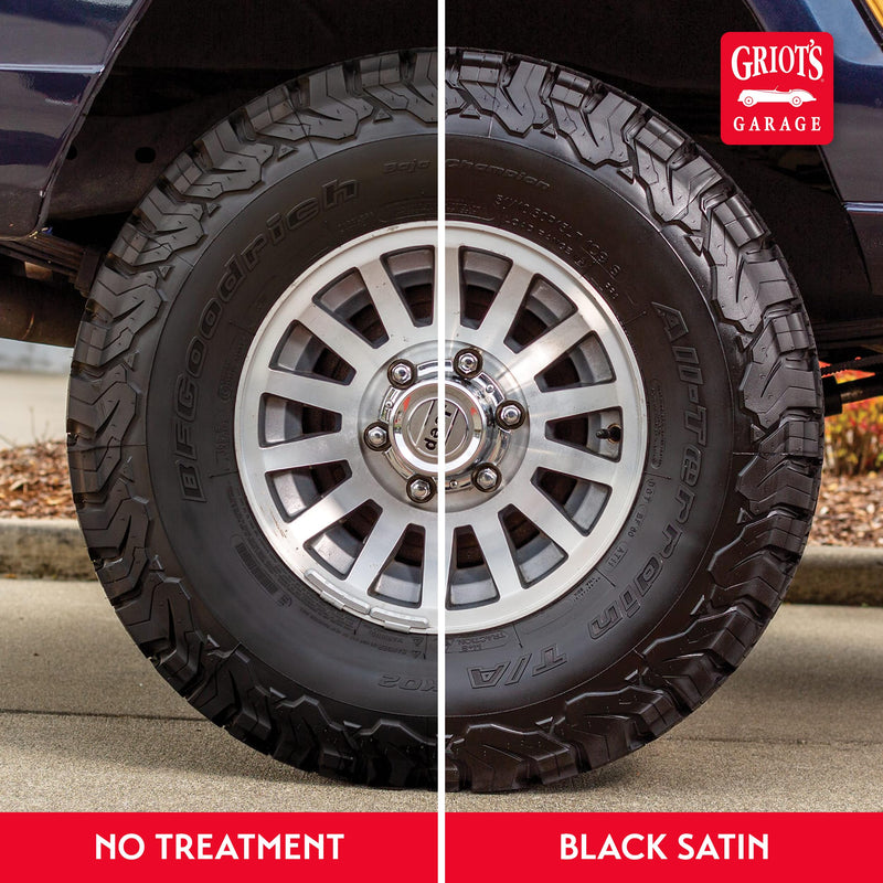 Griot's Garage Black Satin Tire Coating, Provides a Low-Gloss, Satin Finish, Non-Greasy, Long-Lasting, Quick-Drying, Easy-to- Use, No Mess, 10951, 15oz