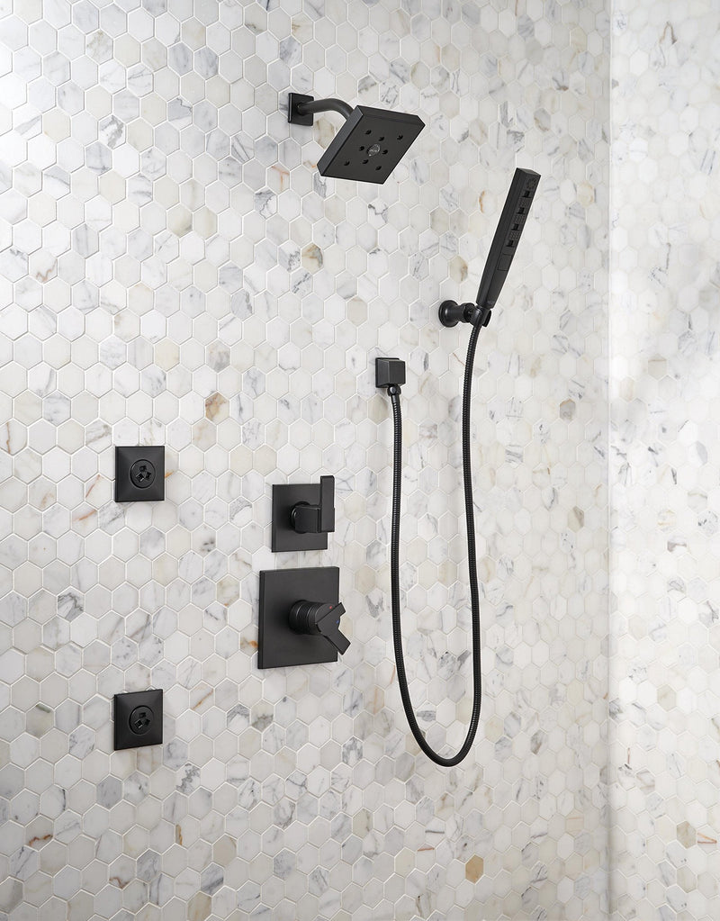 Delta Faucet 50570-BL ShoweringComponents Square Wall Elbow for Hand Shower, Matte Black WIthout Lumicoat