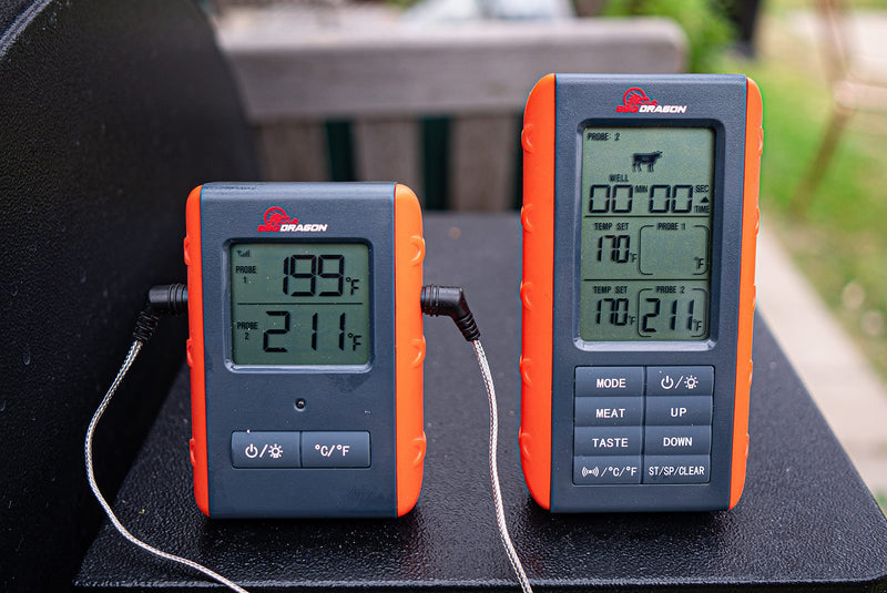 BBQ Dragon Instant Read Grill Thermometer - Wireless Meat Thermometer, Smoker Thermometer, 2 Probes, BBQ Temperature Probe, Meat Thermometer for Grill, Oven Safe 2-Probe