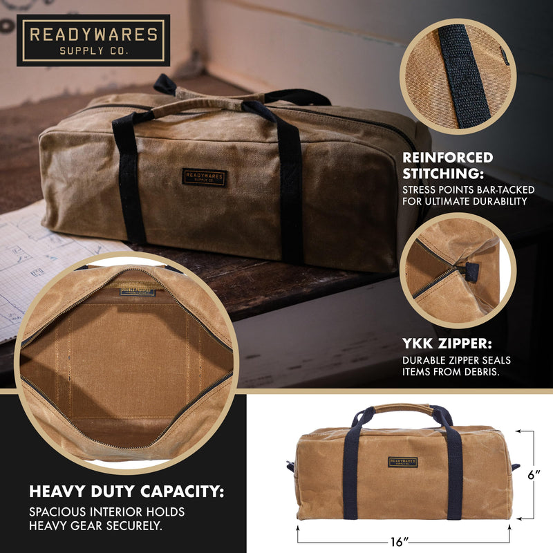 Readywares 16" Utility Bag | Medium Heavy Duty Waxed Canvas Utility Bag, Durable Canvas Toolbag Built Tough for Tradesmen, Contractors, and Everyday Work, Built to Last