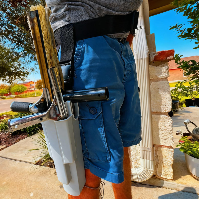 Window Cleaning Holster with Belt and Quick-Connect Leg Strap | Detachable Squeegee Holder Tool, Removable Side Bucket, Multi-Tool Waist Carry Design with Quick Connect Leg Strap
