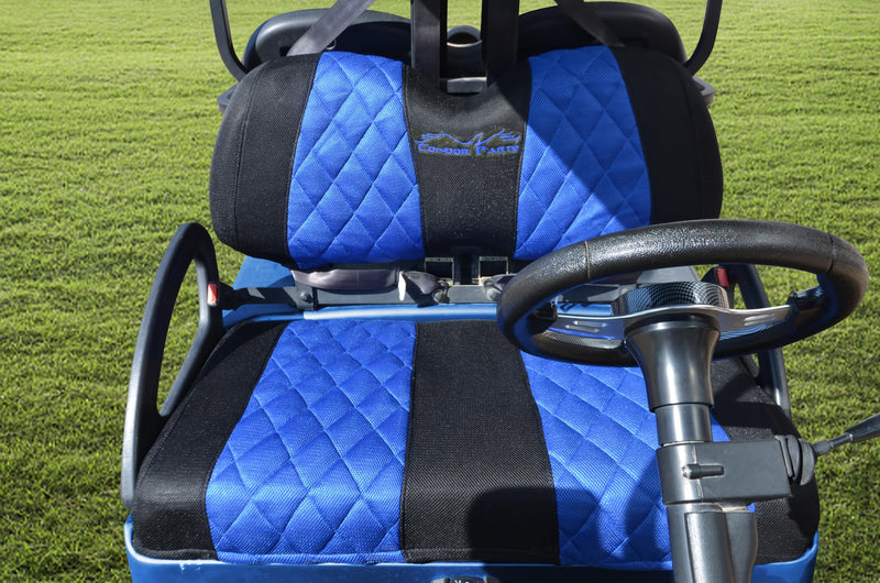Golf Cart Diamond Seat Covers for Club Car Precedent OEM Standard Front Seat Cushion.Breathable Washable Polyester Mesh Cloth. Renew Your Golf Cart with Lowest Value. blue