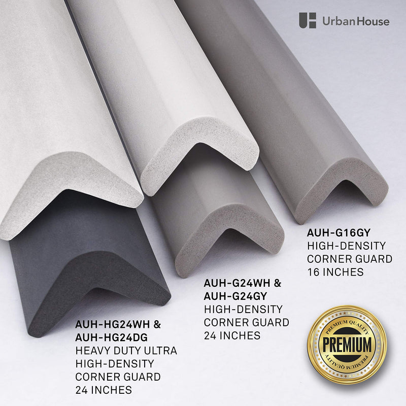 urbanhouse (2-Pack High-Density Corner Guard Edge Protector & Bumper for Parking Garages, Workshops, Baby Proofing Walls and Furniture - Neutral Grey, 24 Inches. 24" - Gray