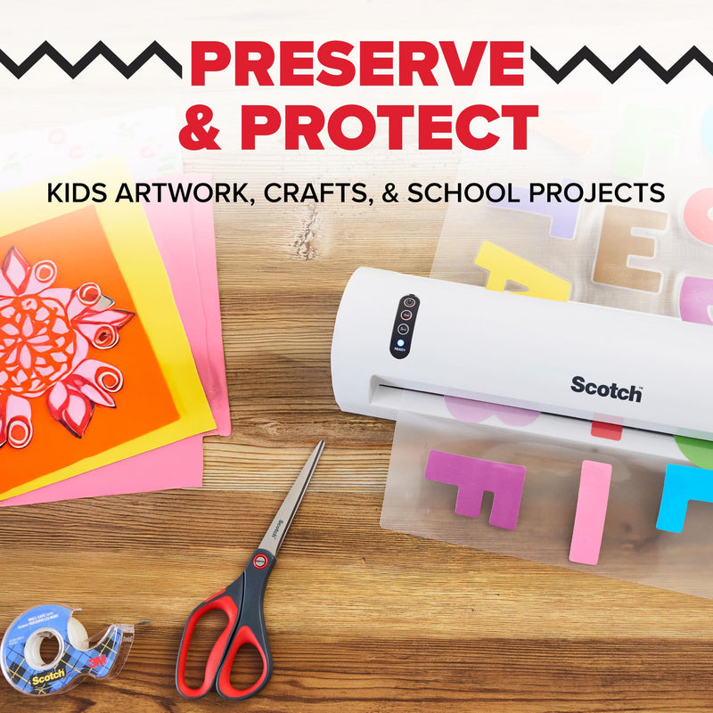 Scotch Construction Paper Thermal Laminating Pouches, 9 x 12 in | 25 Laminator Pouches, 3 Mil, for Kids Artwork, Crafts and School Projects, Requires 13 Inch Laminator Machine