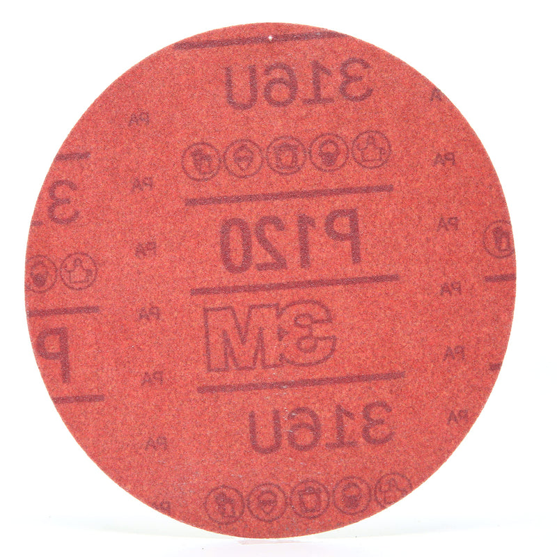 3M Hookit Red Abrasive Disc, 01224, 6 in, 100+ Grit No Hole, Pack of 50 for Auto, Primer, E-Coat Sanding Grade :P120 Number of Holes :No Holes Diameter: 6