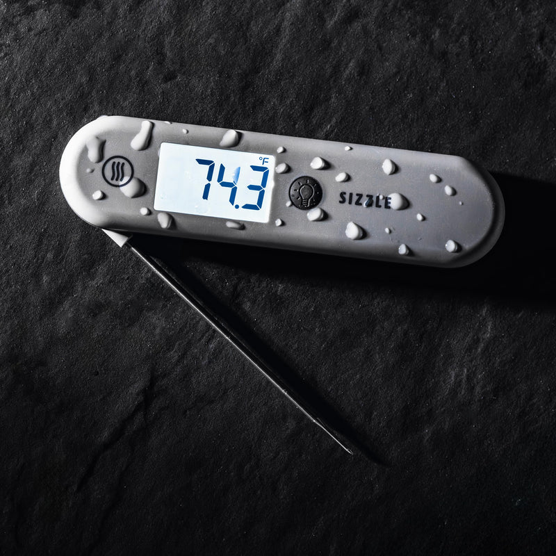 ThermoWorks SIZZLE Digital Meat Thermometer – Instant Read in 2 Seconds, Waterproof, Folding Probe with Magnetic Back, Auto-Rotating Backlit Display, for Cooking Food, Grill & BBQ - Cayenne Pepper Red