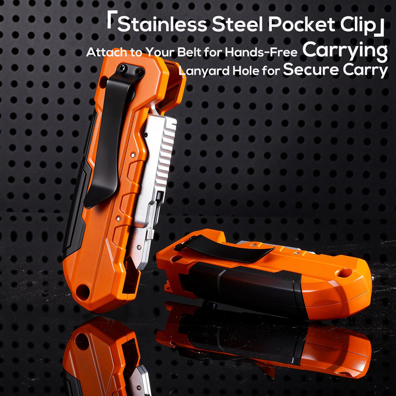 REXBETI 2-in-1 Utility Knife & Scraper, Zinc Alloy Body, Blade Storage（2 pack）