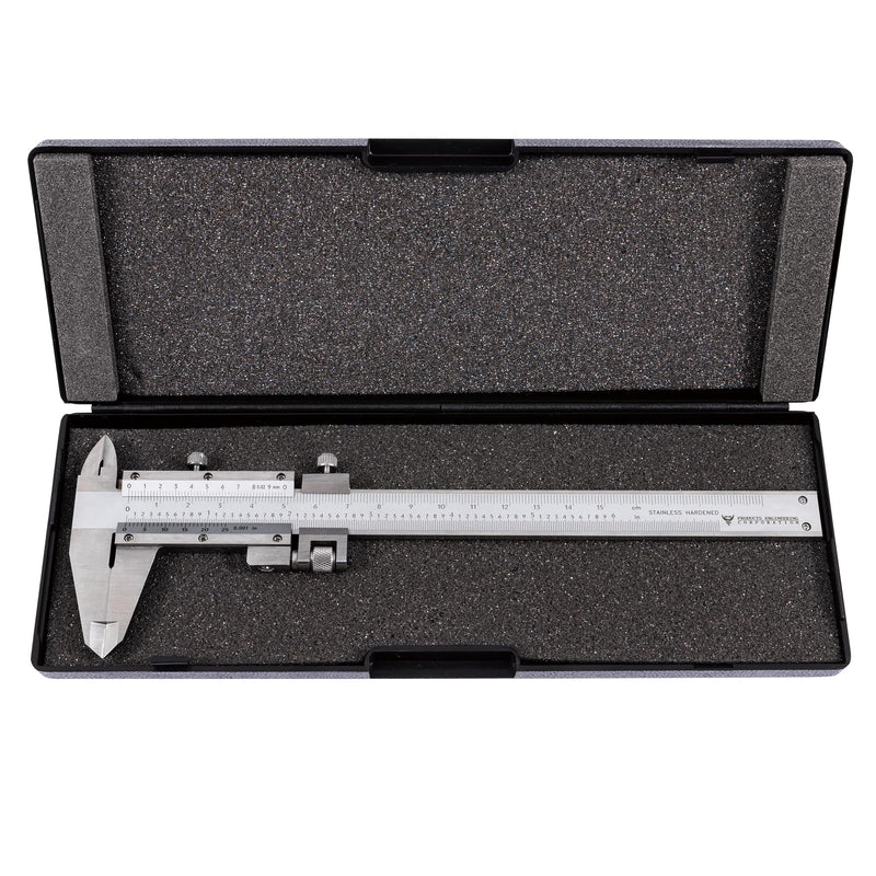 PEC Tools 6" / 150mm Vernier Caliper, Precision Stainless Steel Caliper with Fine Adjustment, 0.02mm/0.001" Graduation, 0.03mm Accuracy, for Inside, Outside, Step, and Depth Measuring 6"/150mm