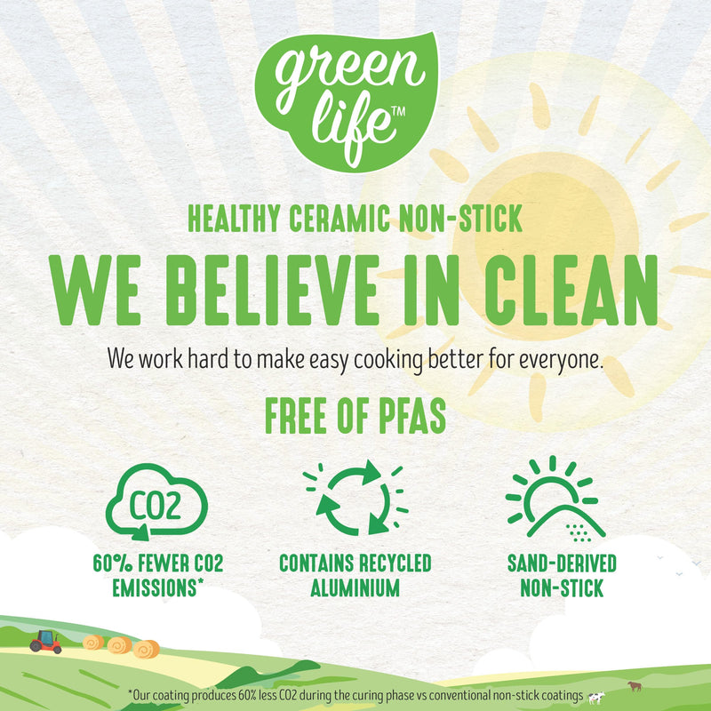 GreenLife Soft Grip Healthy Ceramic Nonstick, 11" Griddle Pan, PFAS-Free, Dishwasher Safe, Gray