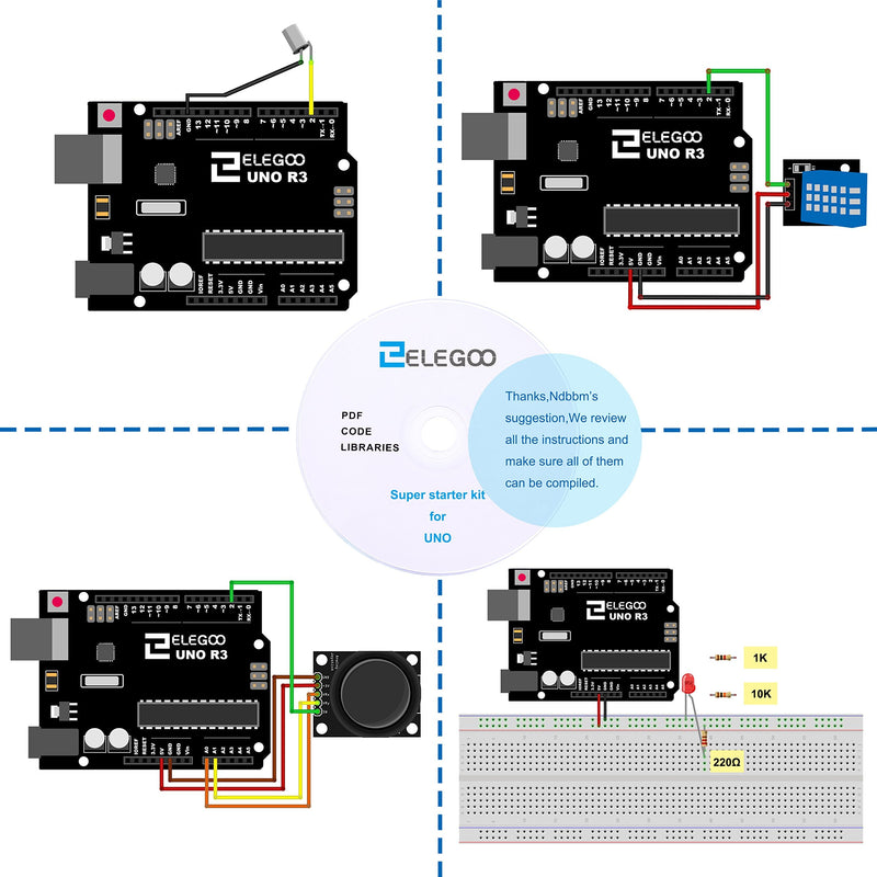 ELEGOO UNO Project Super Starter Kit & ELEGOO Upgraded 37 in 1 Sensor Modules Kit