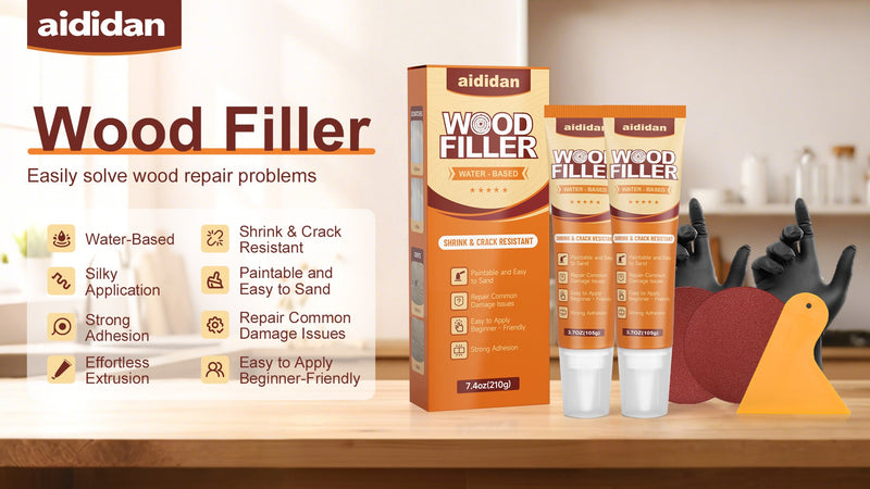 Wood Filler, Wood Putty, 2 Pack White Water-Based Wood Repair Kit