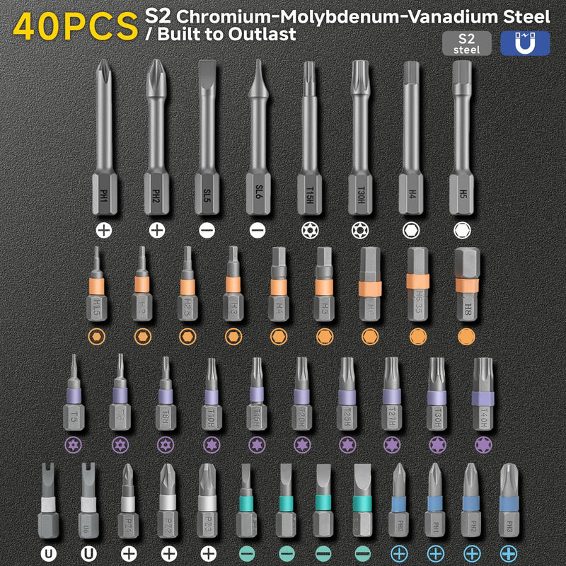 42-in-1 Professional Magnetic Ratchet Screwdriver Set with S2 Steel Bits & Case | All-in-One Multi-Function Precision Tool Kit for Electronics Repair, Automotive, Computer, Furniture & Advanced DIY 43
