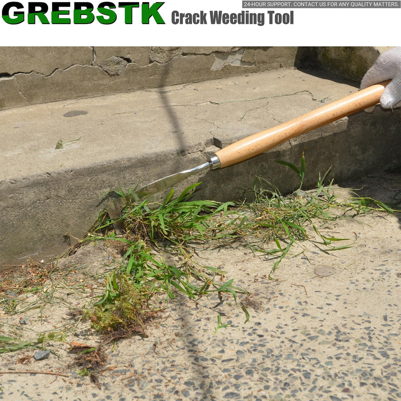 GREBSTK Crack Weeder Crevice Weeding Tool Stainless Steel Manual Weeder Beech Handle Gardening Tool, 22 inch 22.4" Crack Weeder
