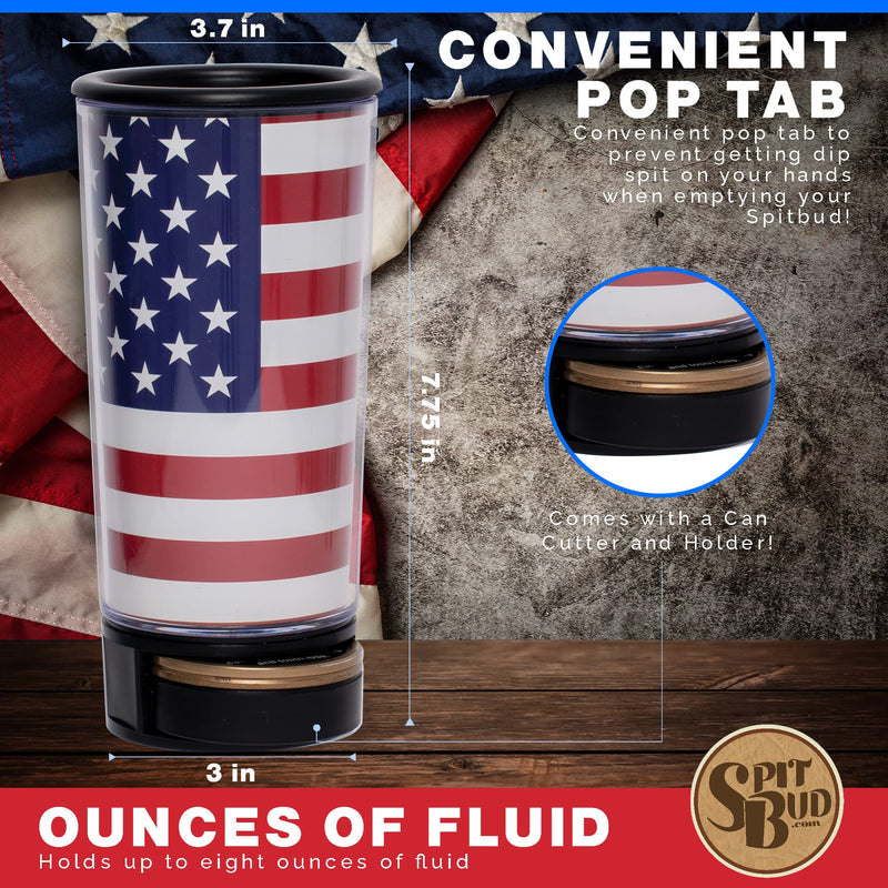 Spit Bud Spittoon with Can Opener, US Flag American Flag