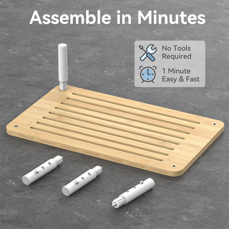 Bamboo Monitor Stand Riser, 4 Adjustable Height, Laptop Stand with Airflow Vents, Desk Organizer for Computer, PC, Printer (Natural) Natural 1 pack