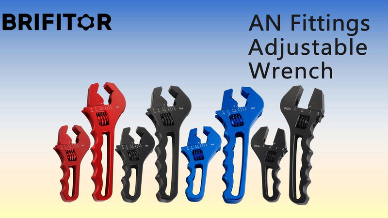 AN Fittings Wrench 3AN-16AN Hose Fittings Adjustable Wrench For An Hose End Fittings Adapter Lightweight Aluminum Black (With 4" Vise Jaws Pads) Large