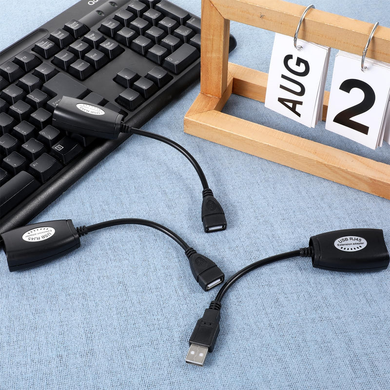 USB-RJ45 Extender, USB to RJ45 Extension Adapter, USB Over Cat6 Cable Extension RJ45 Extender Extensions Cables Connector Adapters Over Cat5/Cat5e/Cat6/Cat7/Cat8-2 Pairs