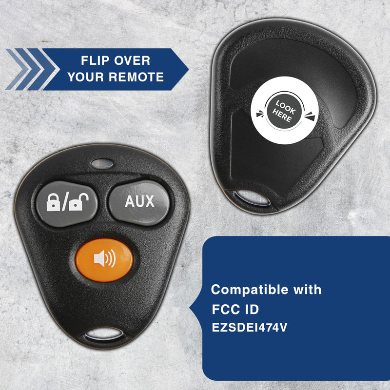 KeylessOption Keyless Entry Remote Starter Car Key Fob Alarm for Aftermarket Viper Automate EZSDEI474V 473V (Pack of 2) Orange Button