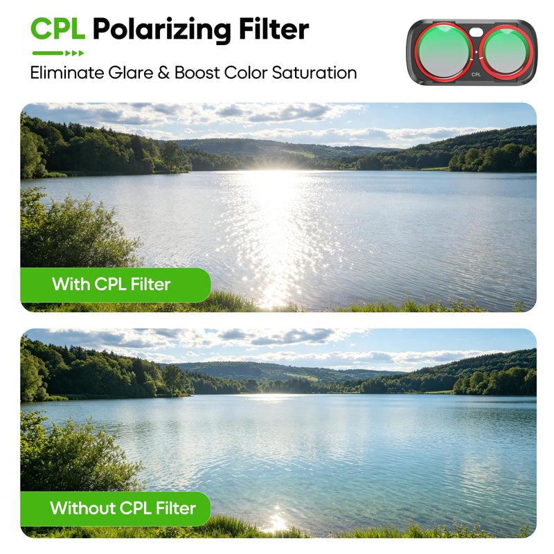 Wide Angle Lens Set for insta360 Luna Ultra HD Filters 4 Pcs Accessories | HD VND 2-32, Black Mist 1/4, Wide Angle Lens, CPL Adjustable Magnetic Quick Release Lens Filter Set