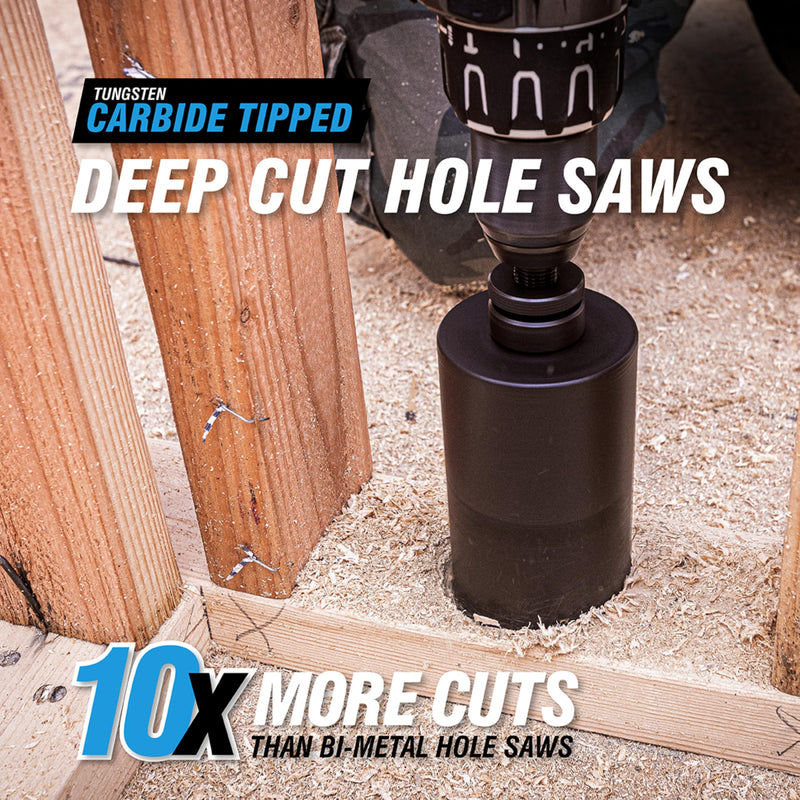 Spyder TCT Arbor for Deep Cut Hole Saws, 6-1/4-inch Cutting Length, for Wood, Concrete Block, Brick, PVC, Cement Fiberboard, Ceramic Wall Tile 6-1/4 inch