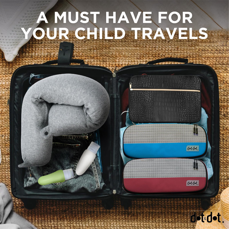  [AUSTRALIA] - Dot&Dot Twist Memory Foam Kids Travel Pillow for Airplanes - Neck Pillows for Travel, Sleeping - Airplane Pillow for Neck Support, Chin, Lumbar, Leg - Adjustable Neck Pillow for Car Seat Mini Gray Kids/Petite (23")