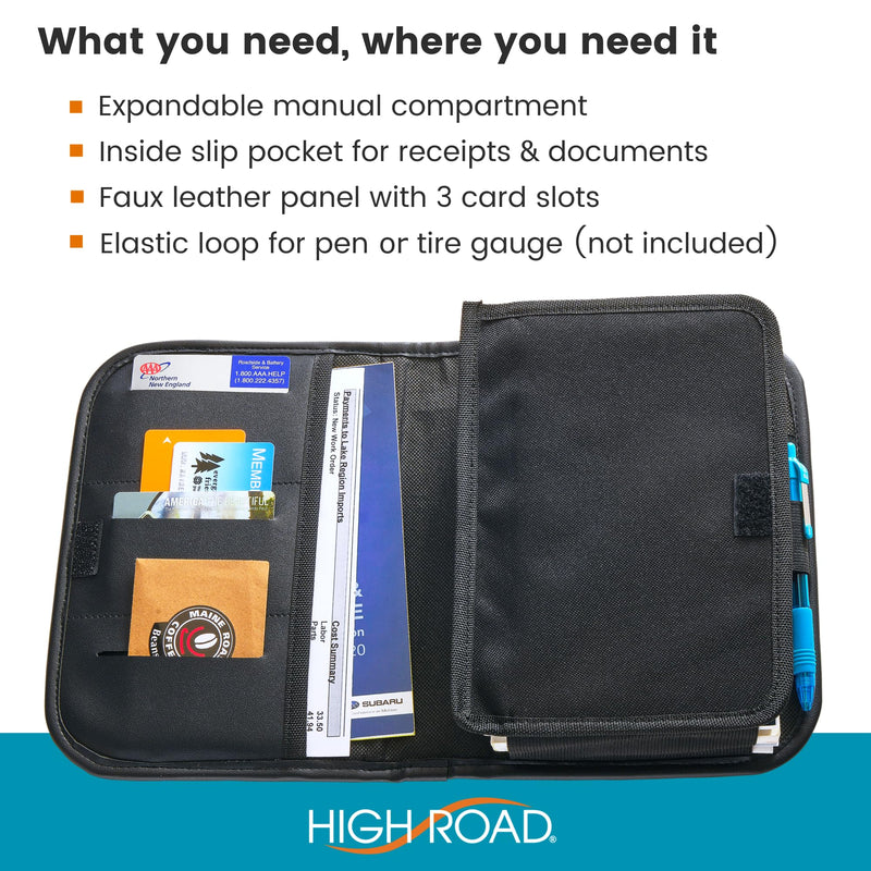 High Road Glove Box Organizer and Car Manual Holder - Insurance and Registration Holder for Glove Box with Clear Pockets for Quick Access to Car Documents and Expandable Manual Holder