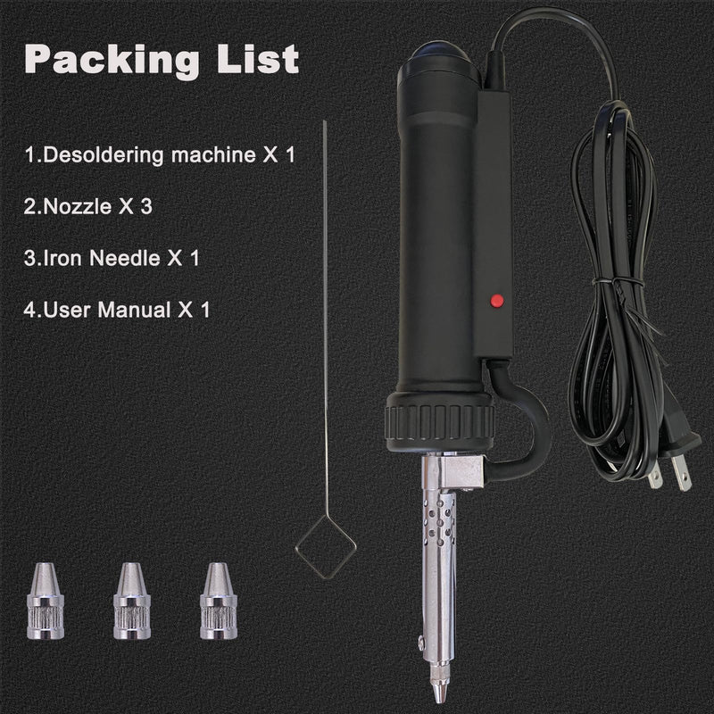 Electric Solder Sucker Vacuum,Automatic Desoldering Pump,Black Desoldering Tool For One-Handed Use And Reliable Suction,Designed for extended use Tin Removal Work Ac110v 30w Desoldering Gun Black