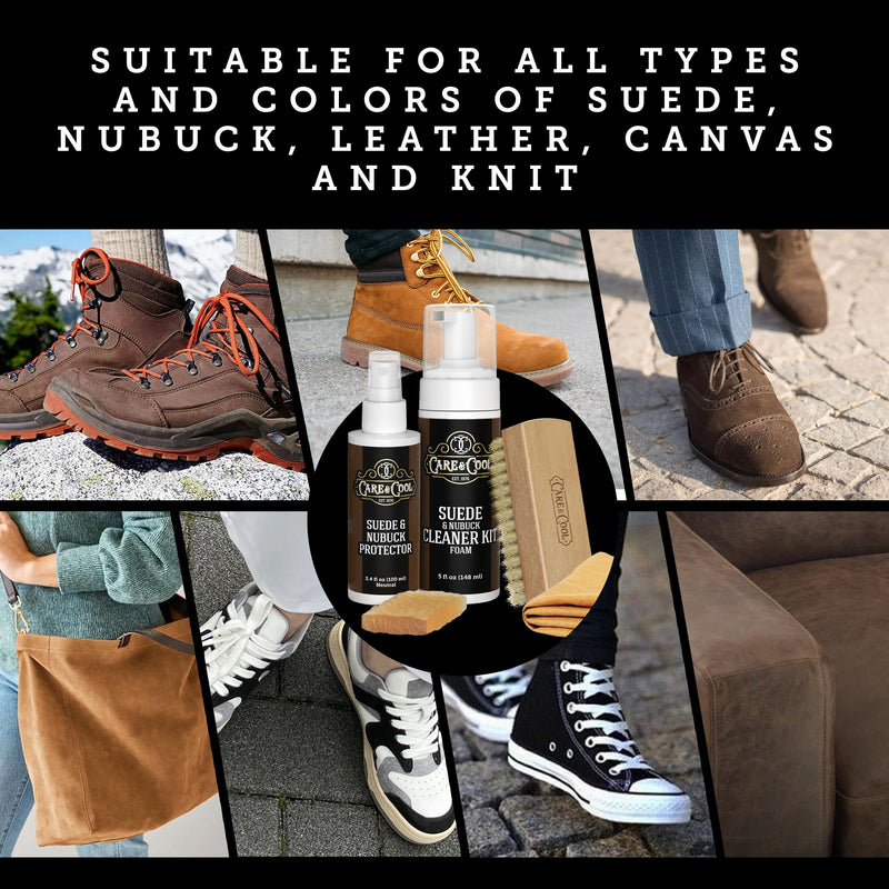 Care & Cool Ultimate Suede & Nubuck Care Kit: Helps Clean, Restore & Protect Against Water & Stains. The Complete 6-Piece System to Keep Your Favorite Shoes, Boots, Bags & Jackets Looking Fresh.