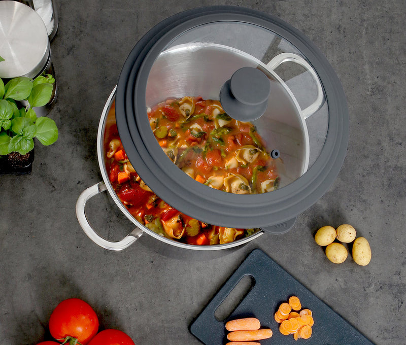 Dexas FlexLid Universal Pan Lid Made from Tempered Glass and Silicone, Fits cookware from 9¾" - 12½" in diameter Fits 12.5 Inch Pots