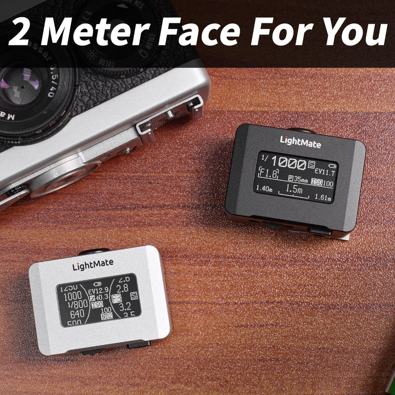 LightMate Lite 2R Light Meter, 30°FOV High Precision Ambient Light Digital Exposure Meter, 0.96in Large OLED Screen, Ultra-Compact 1.24oz, Rechargeable 20H Battery Life, for Film Leica Cameras, Sliver