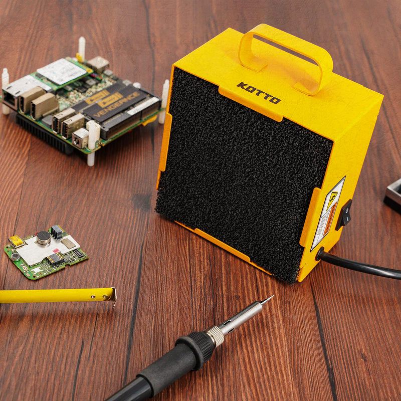 KOTTO Solder Smoke Absorber Remover Fume Extractor Smoke Prevention Absorber DIY Working Fan for Soldering Station (Yellow) yellow