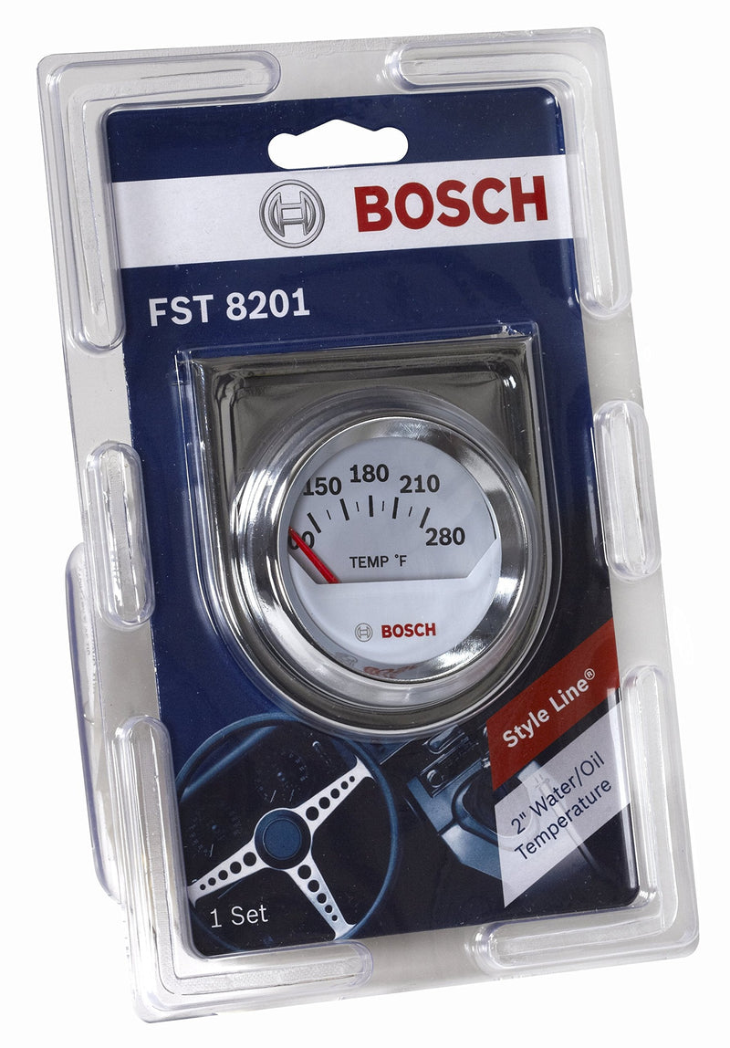 Bosch SP0F000040 Style Line 2" Electrical Water/Oil Temperature Gauge (White Dial Face, Chrome Bezel)