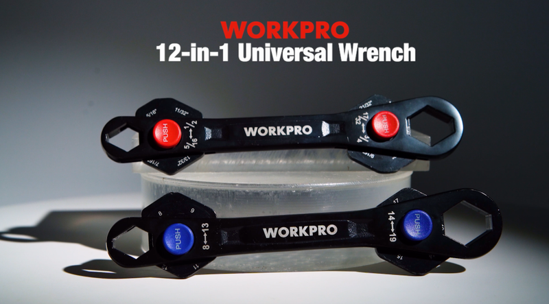 WORKPRO 2 Pcs 12-In-1 Universal Adjustable Wrench Set, Metric & SAE