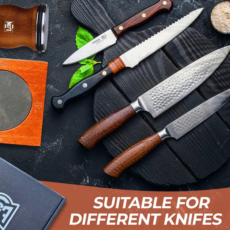 Knife Roller Sharpener Linen Kit with Diamond Discs, Multi Angle Magnetic Knife Sharpener Roller Tool for Kitchen (Classic Size) Classic Size