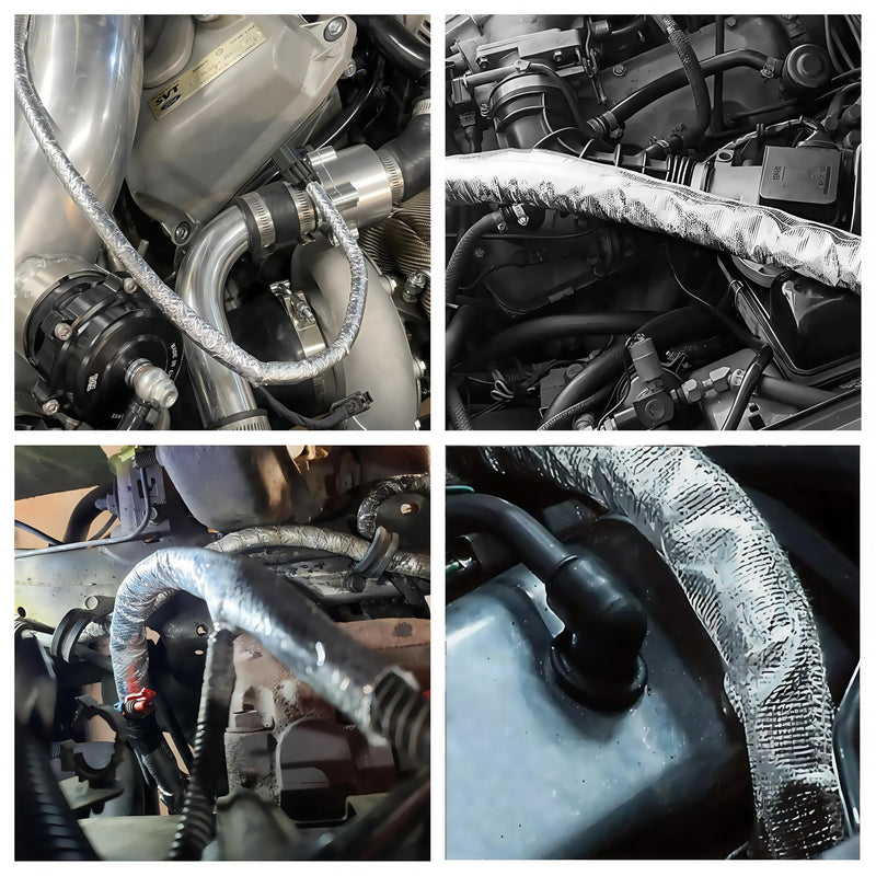 13mm - 1/2" Self Closed Aluminized Sleeve Heat Shield Protection Side Entry High Temp for Hoses, Wire Harnesses, Cables, Automotive, Exhaust 39" (1 Meter) 13mm - 1/2" Dia - 39" Long