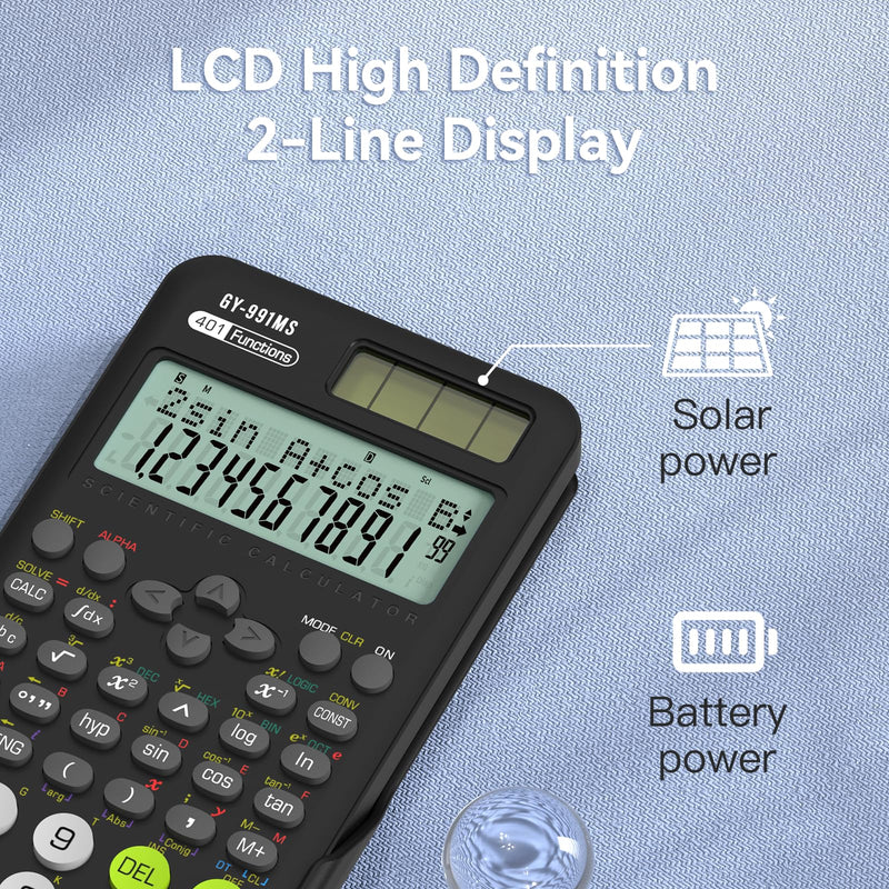 8pcs Scientific Calculator School Supplies 401 Functions 2-Line Display Desktop Calculator Middle High School Student