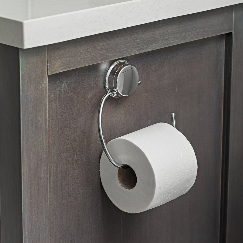 Better Living Kroma Stick 'N Lock+ Toilet Paper/Towel Holder, Multi-Purpose Wall Mounted Toilet Paper Holder, Wall Mounted Towel Holder for Flat, Finished Surfaces, Waterproof Tape, No Drill, Chrome No Size Toilet Paper/Hand Towel Holder