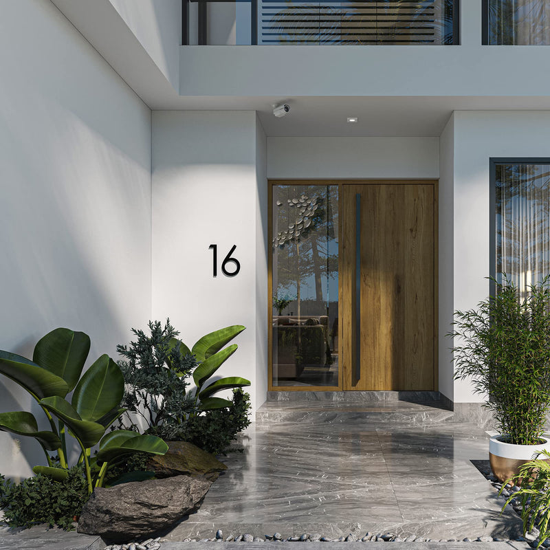 12 Inch Modern Floating House Numbers for Outside | Large Metal House Numbers for Outdoors | Black Coated Rust-Proof Home Address Numbers/Plaques | Metal Mailbox Numbers 1
