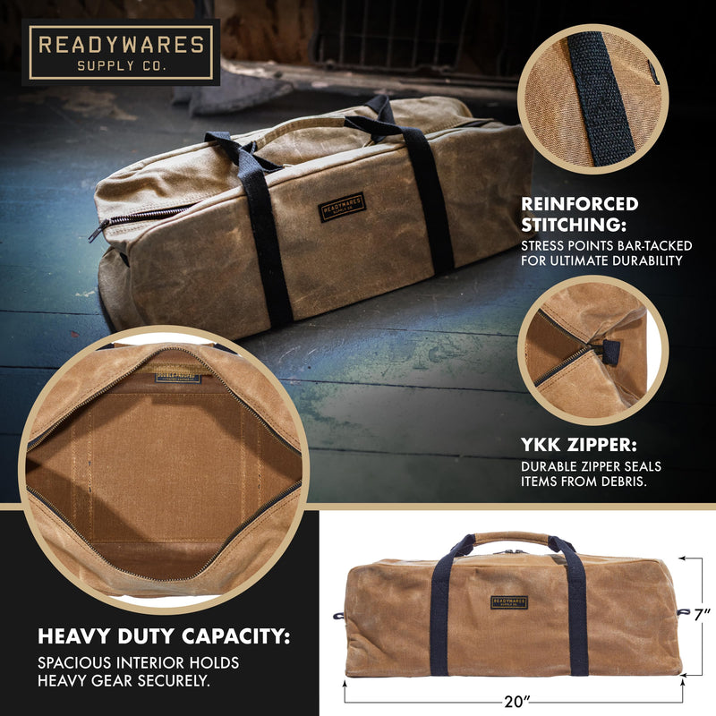 Readywares 20" Utility Bag | Large Heavy Duty Canvas Utility Bag, Durable Waxed Canvas Tool Bag Built Tough for Tradesmen, Contractors, and Everyday Work, Built to Last