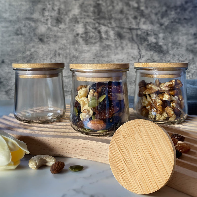 Oui Yogurt Jar Lids - 24 Pack Oui Lids - Natural Bamboo Wood with Silicone Sealing Ring and Oui Yogurt Jar Label for 5 oz Oui Yogurt Jars. Bamboo 24Pcs