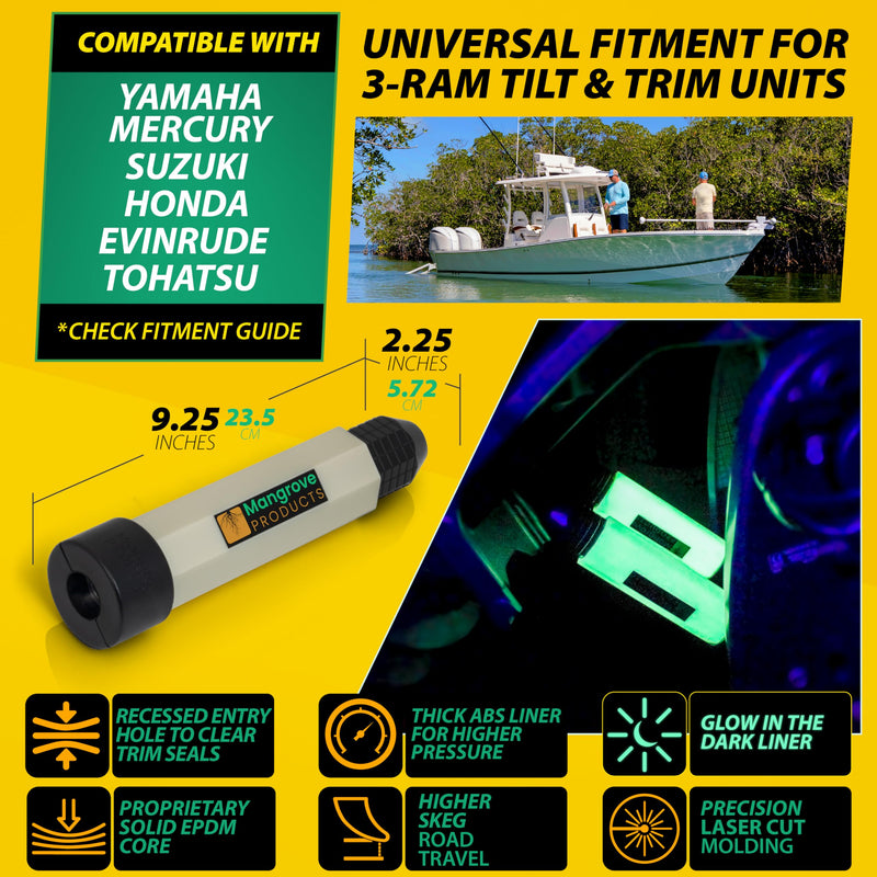 Mangrove Products: Transom Saver, Outboard Motor Support, 3 Ram Wedge, Accessories for Pontoon Boats Glow (1 Pipe)