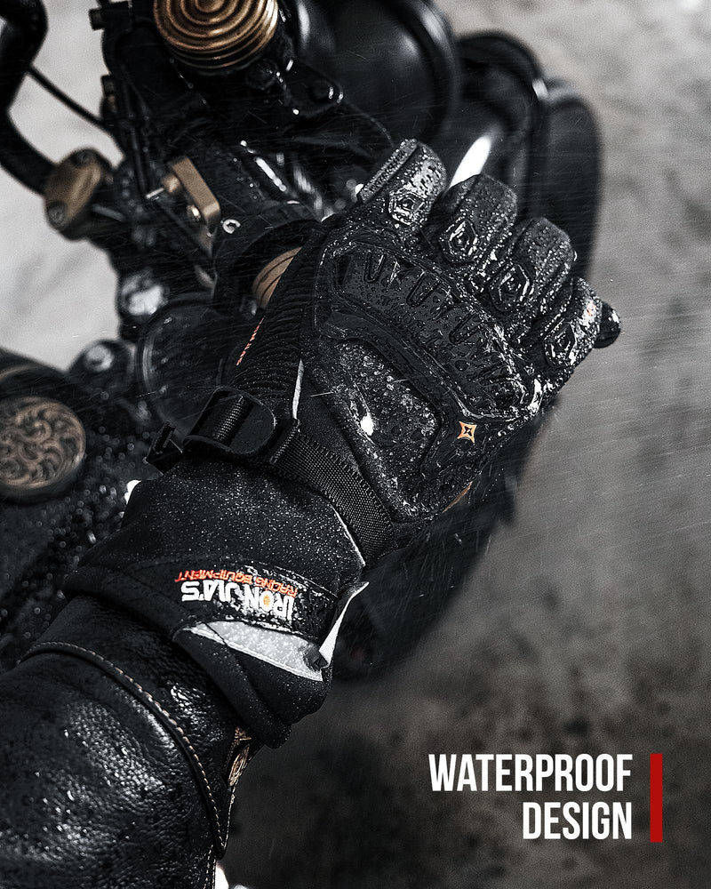 IRON JIA'S Motorcycle Gloves Winter Cold Weather Warm Touchscreen Waterproof Windproof Protective Gear (Black, L) Black Large