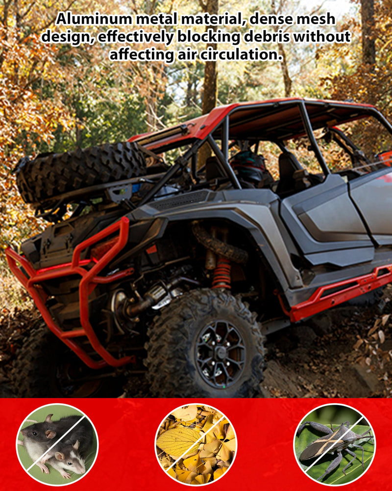 KEWISAUTO Air Intake Cover Black Aluminum Combined Mesh Engine Side Vent Grill Filter-Air Inlet Protection Cover Bezel for Polaris RZR XP / XP4 1000 2024 2025 Accessories (4PCS)