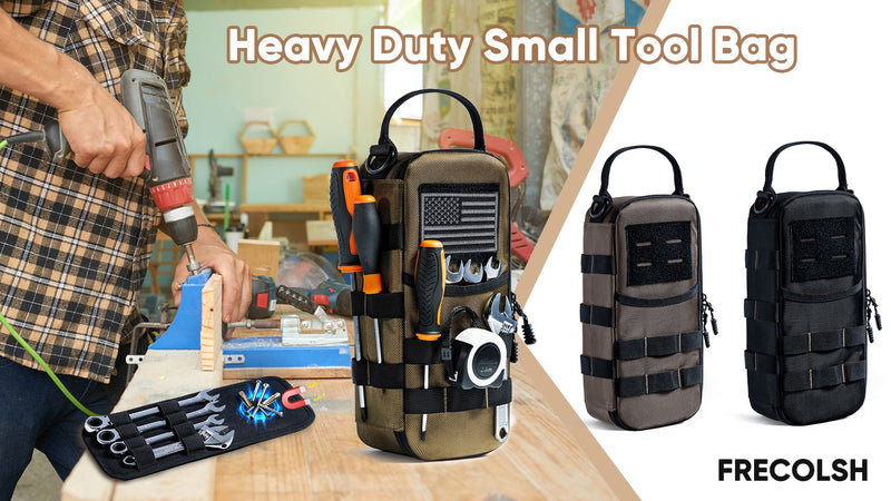 Shoulder Tool Bag for Men,Tactical Tool Pouch w/Carabiner for Electricians Green