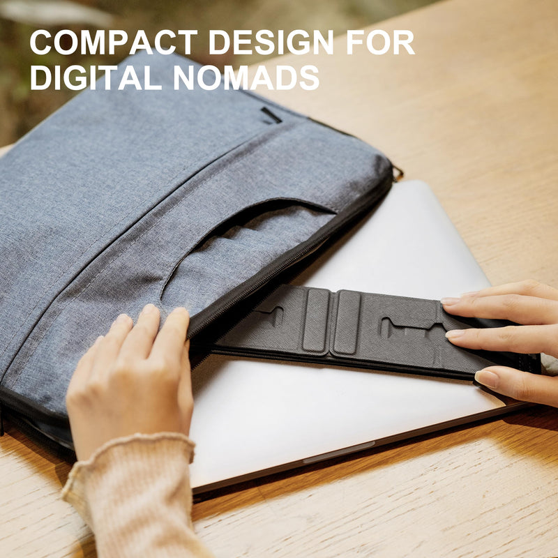 Magnetic Adjustable Travel Laptop Stand for Digital Nomads and Business Travelers. Compact, Foldable, and Ideal for Desk Use. Elevate Your Work Experience with Our Laptop Riser on the Go (Dark Gray) Dark Gray