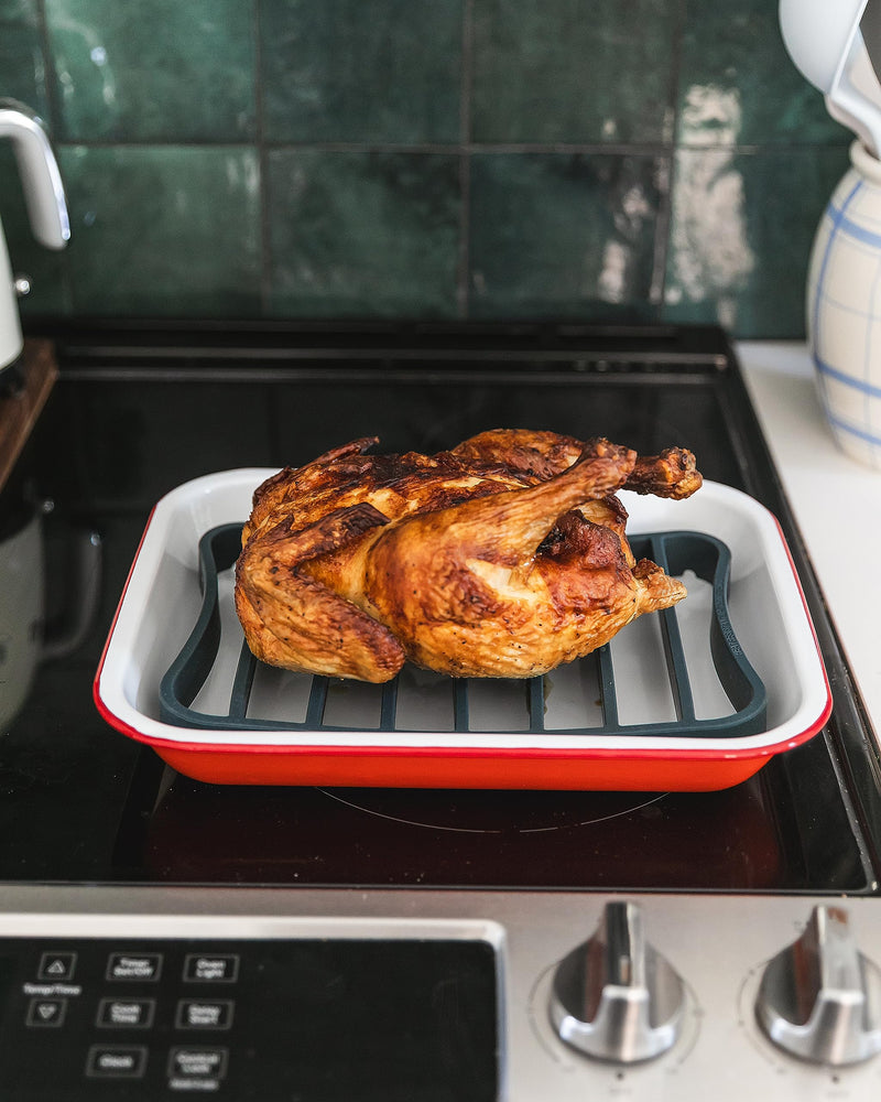 The Silicone Kitchen Silicone Roasting Rack Pan Extra Large, Dishwasher Safe, BPA Free, Non-Toxic, 7 in by 10.75 in, Navy, 2 Pack Vintage Navy