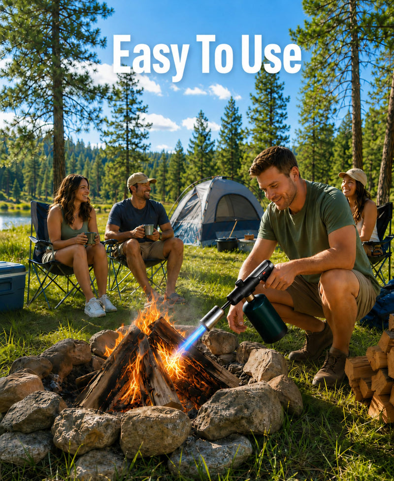 Propane Torch Gun, Flame Thrower Grill Gun, Adjustable to 3272°F | BBQ & Charcoal, Campfire, One-Tap Max Power & Safety Lock, Sears Steak, Food, Outdoor, Self Ignition, Tank Not Included Matte Black(pro)